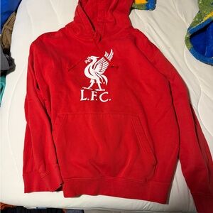 Nike Liverpool Red Crewneck Hoodie with White L.F.C. Logo